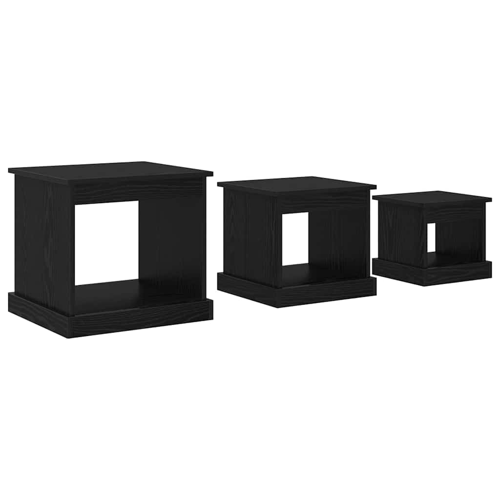 vidaXL Coffee Table 3 pcs Black Oak 48 x 45 x 45 cm Engineered Wood 2