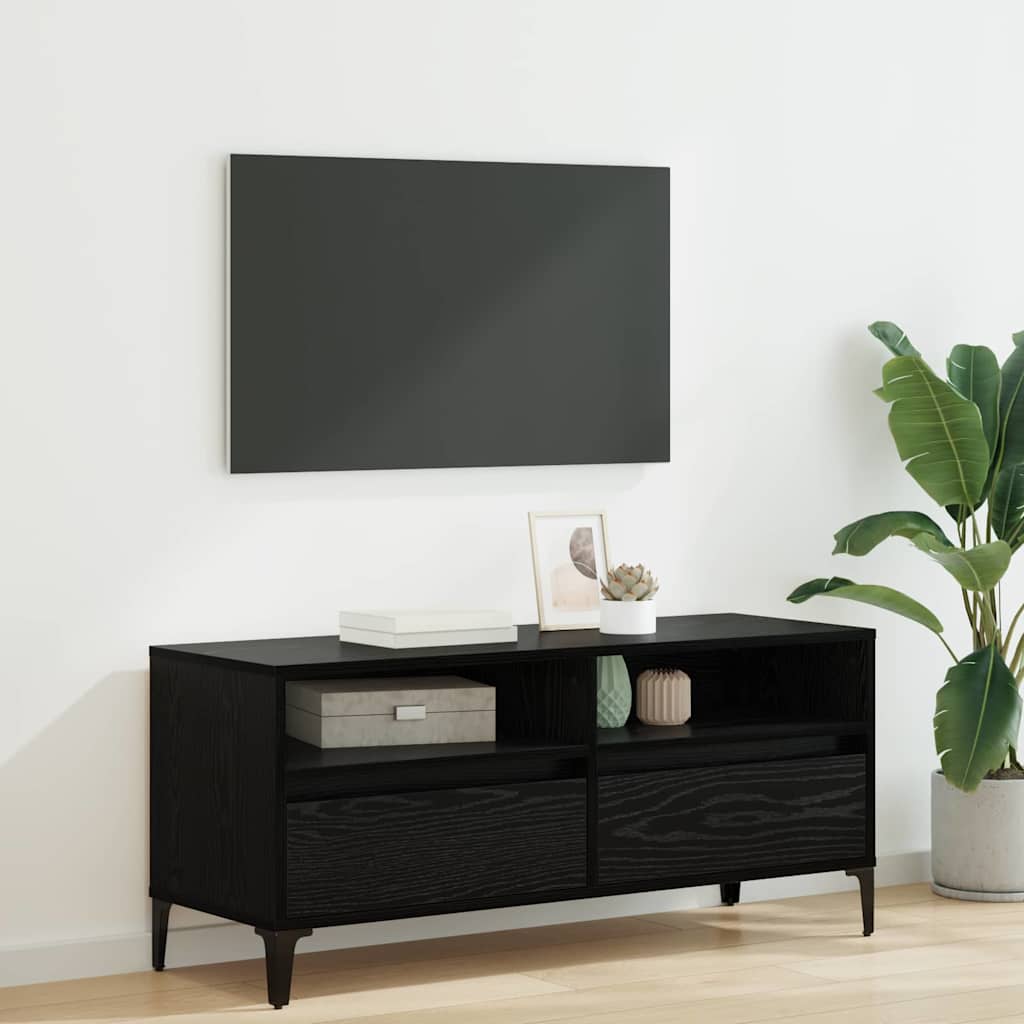 vidaXL TV Cabinet with Drawer Black Oak 100 x 34.5 x 44.5 cm 1