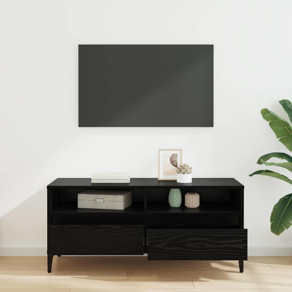 vidaXL TV Cabinet with Drawer Black Oak 100 x 34.5 x 44.5 cm 4