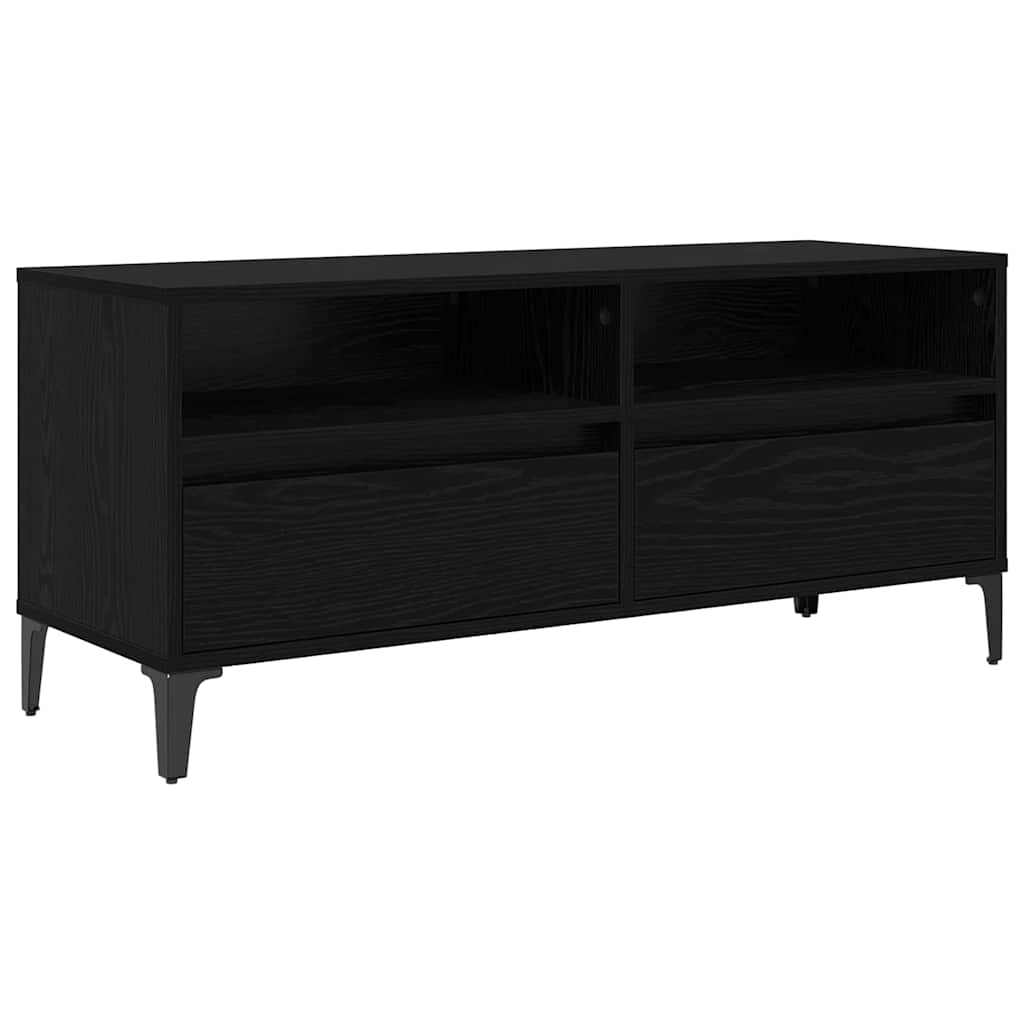 vidaXL TV Cabinet with Drawer Black Oak 100 x 34.5 x 44.5 cm 2