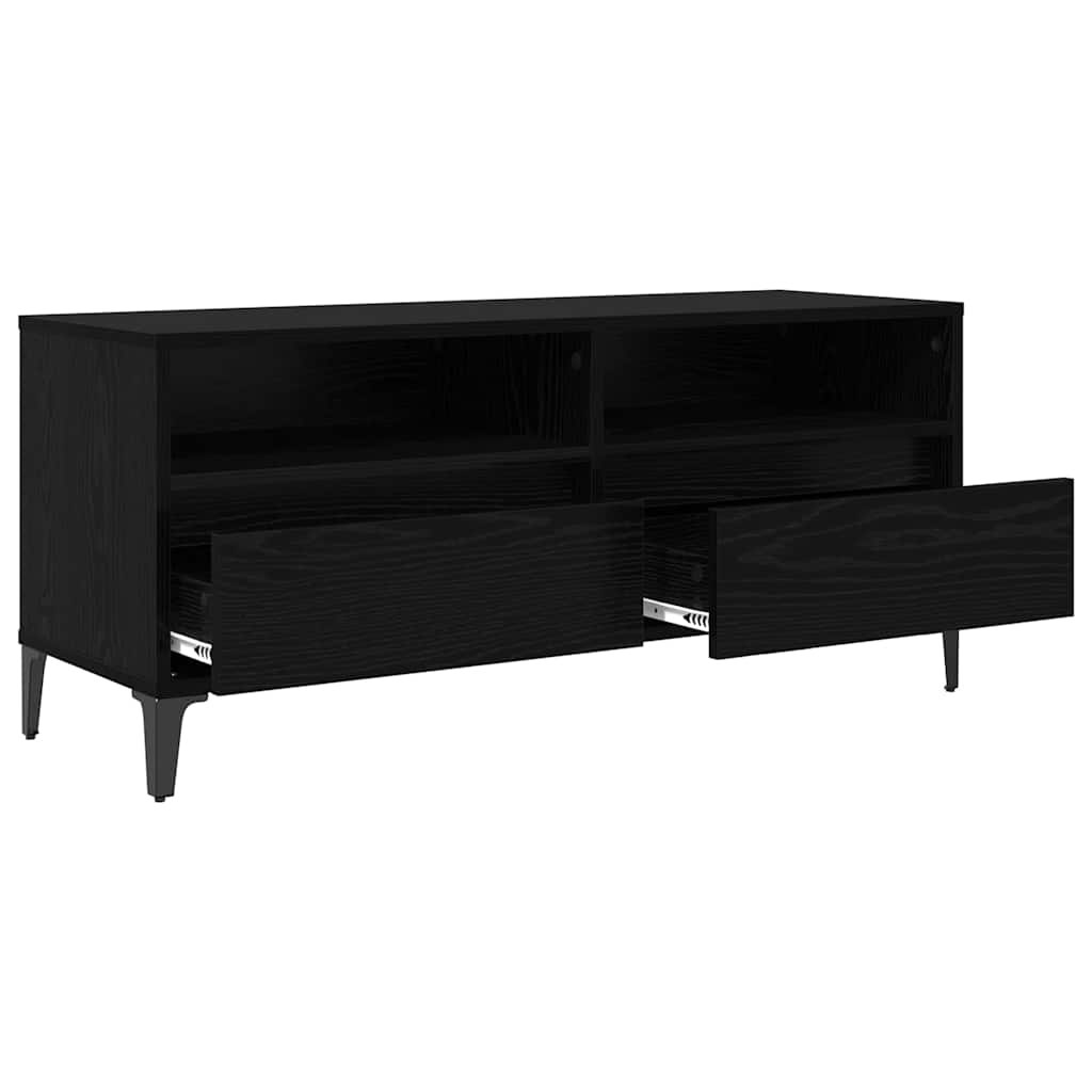 vidaXL TV Cabinet with Drawer Black Oak 100 x 34.5 x 44.5 cm 5