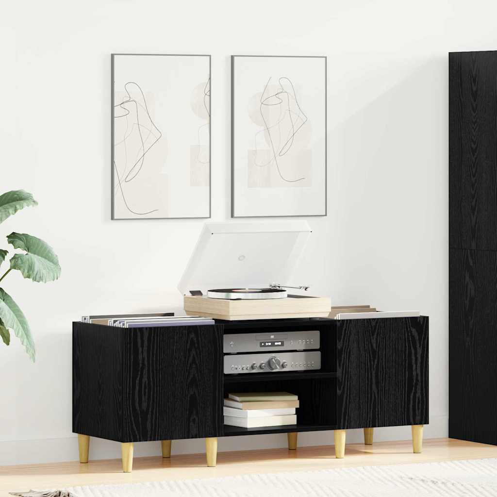 vidaXL Record Cabinet 121 x 38 x 48 cm Engineered Wood Black Oak 1
