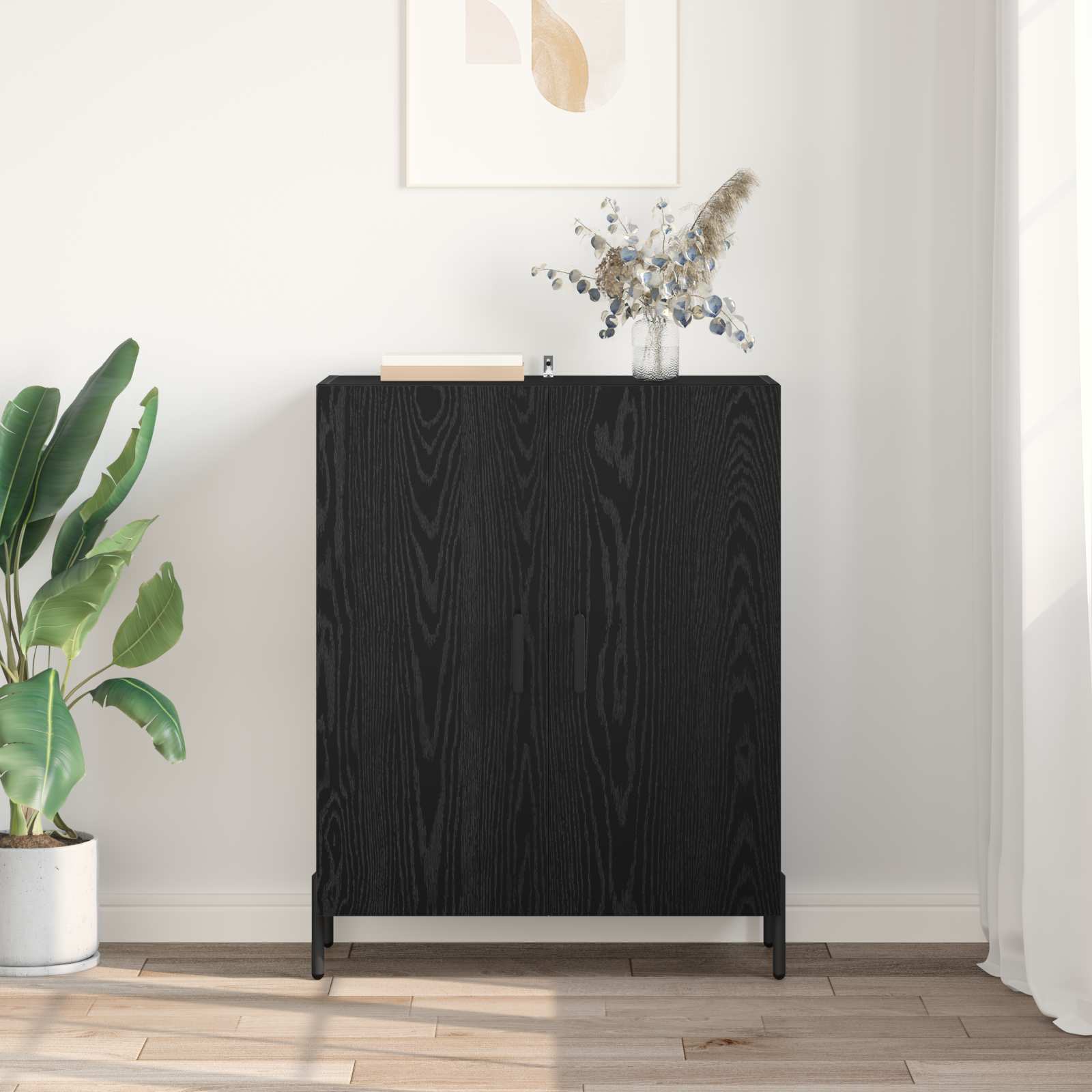 vidaXL Sideboard Black Oak 69.5 x 34 x 90 cm Engineered Wood 4