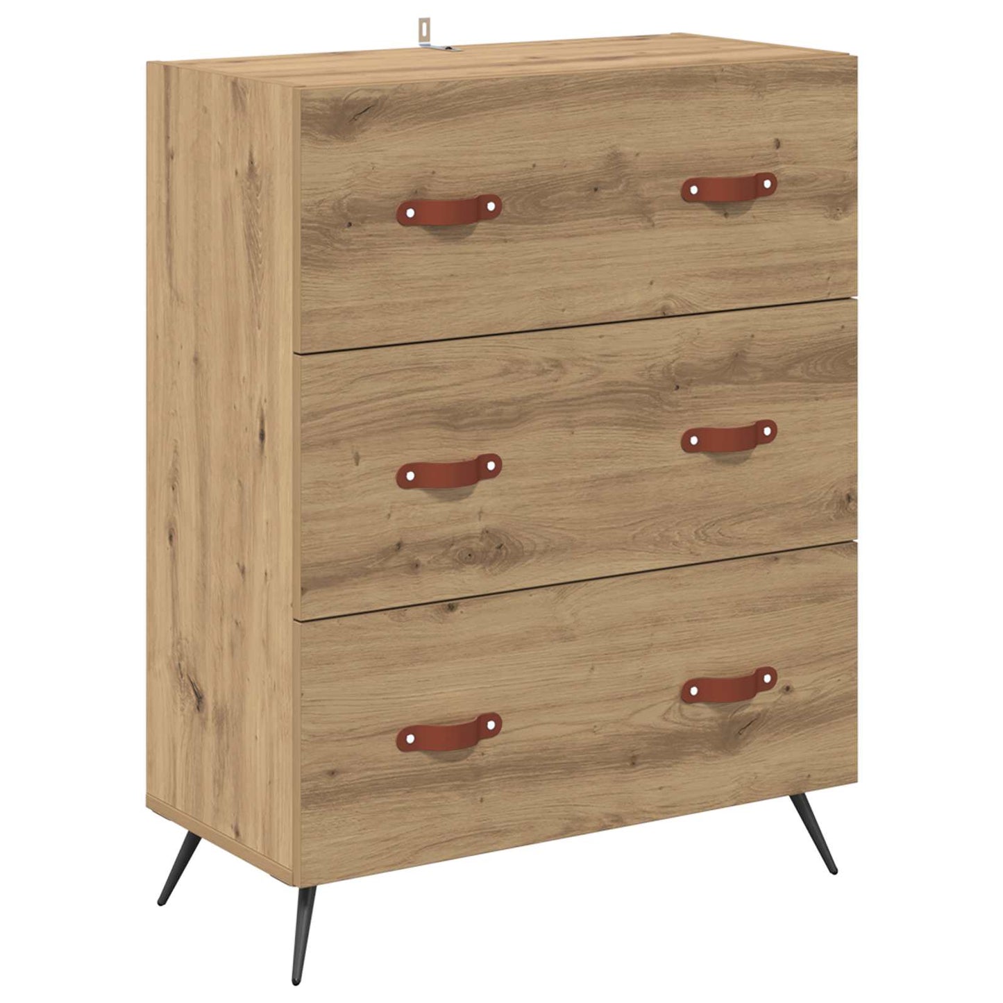 vidaXL Chest of Drawers 3-Drawer Artisan Oak 69.5 x 34 x 90 cm 2