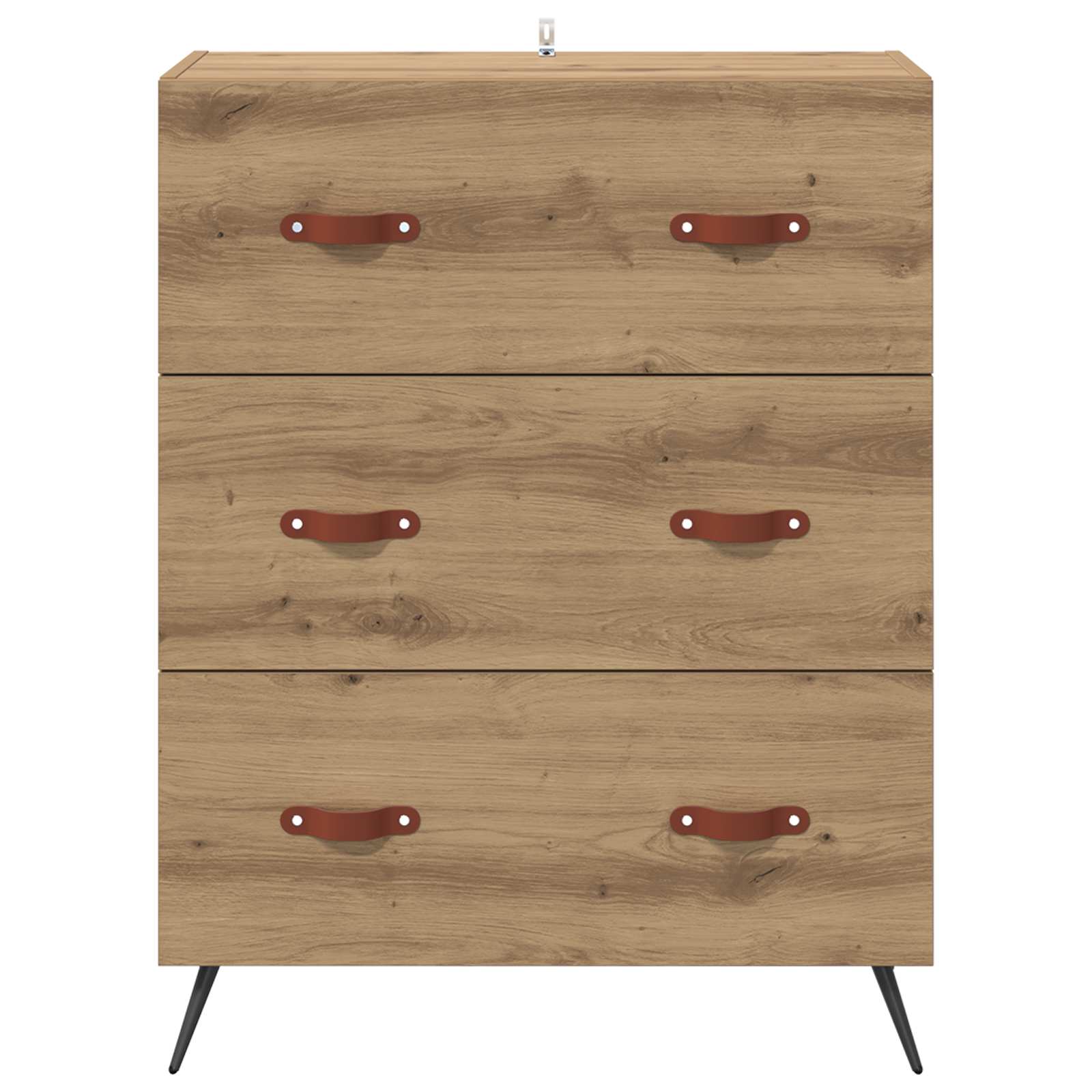 vidaXL Chest of Drawers 3-Drawer Artisan Oak 69.5 x 34 x 90 cm 6
