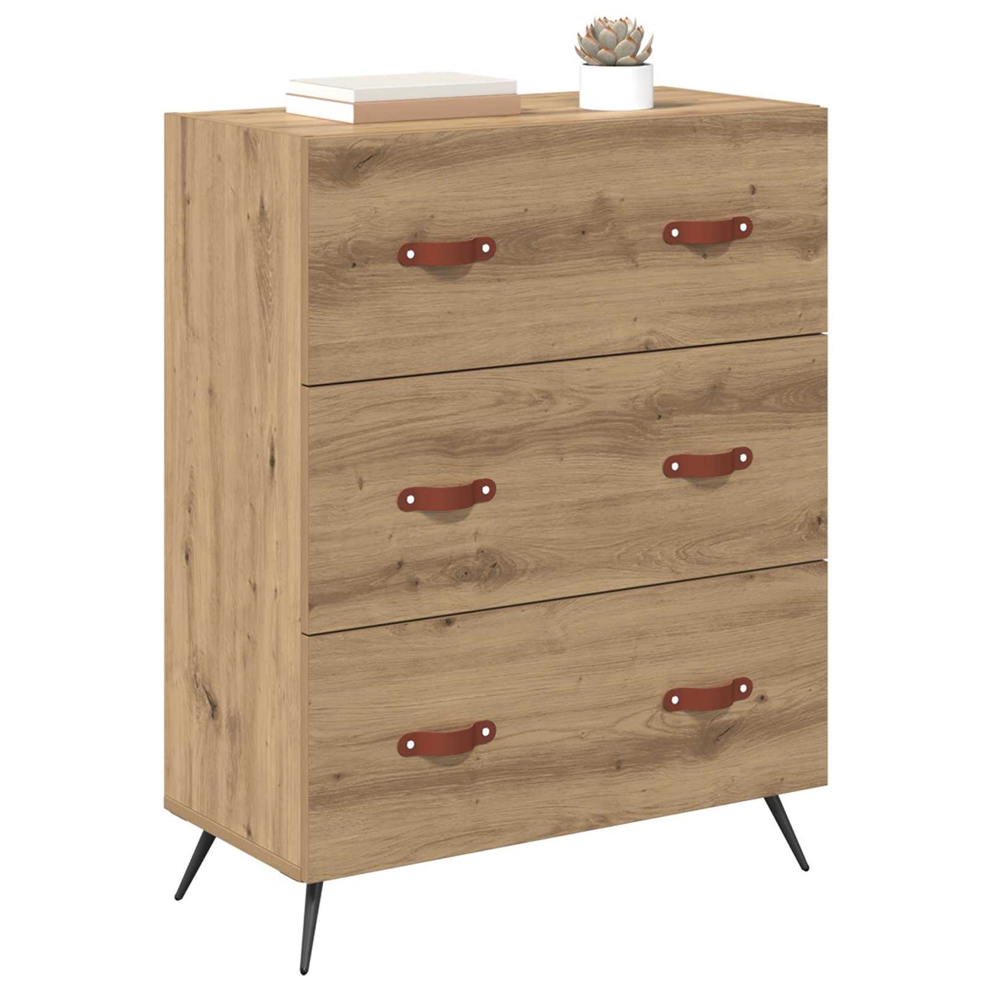 vidaXL Chest of Drawers 3-Drawer Artisan Oak 69.5 x 34 x 90 cm 3