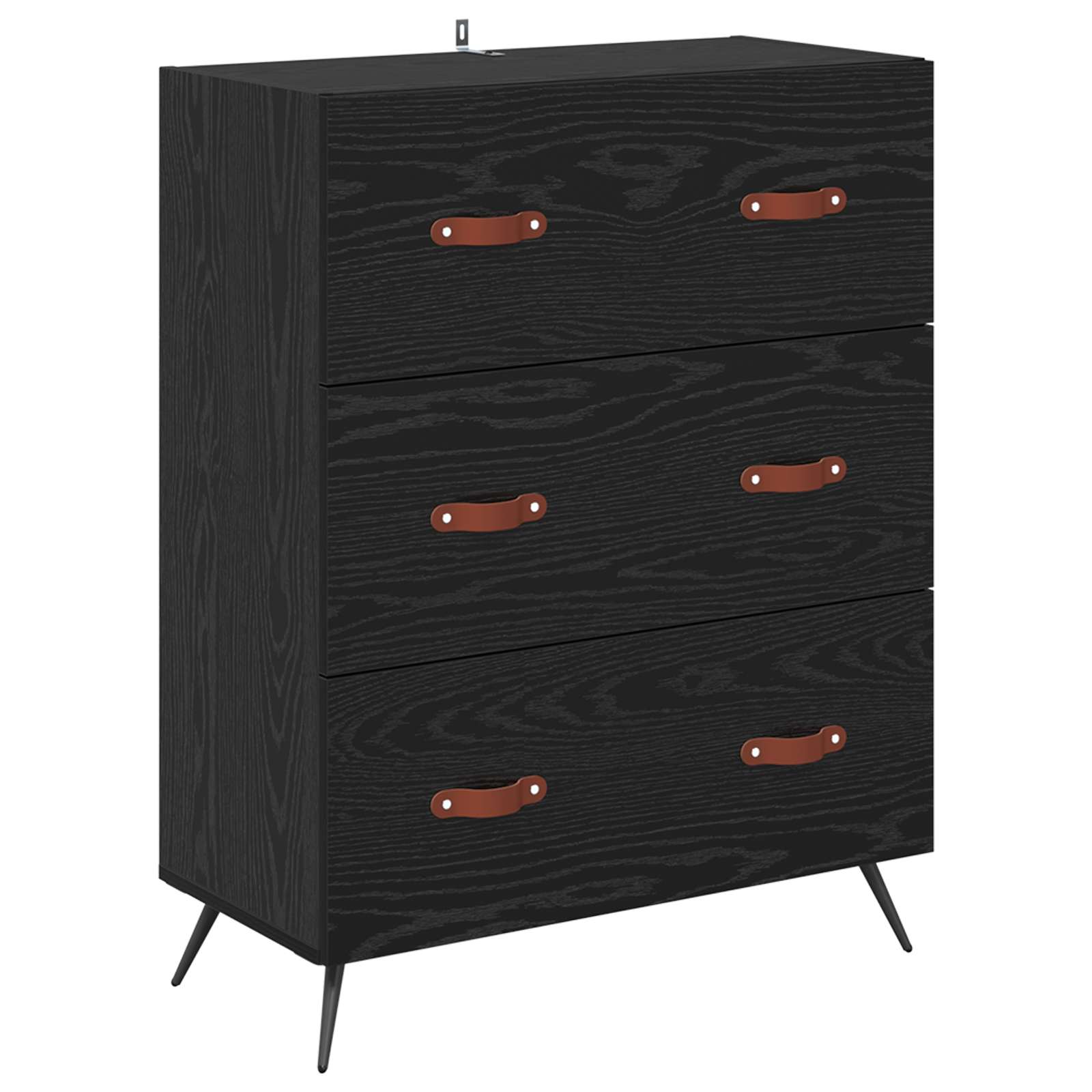 vidaXL Chest of Drawers Black Oak 69.5 x 34 x 90 cm Engineered Wood 2