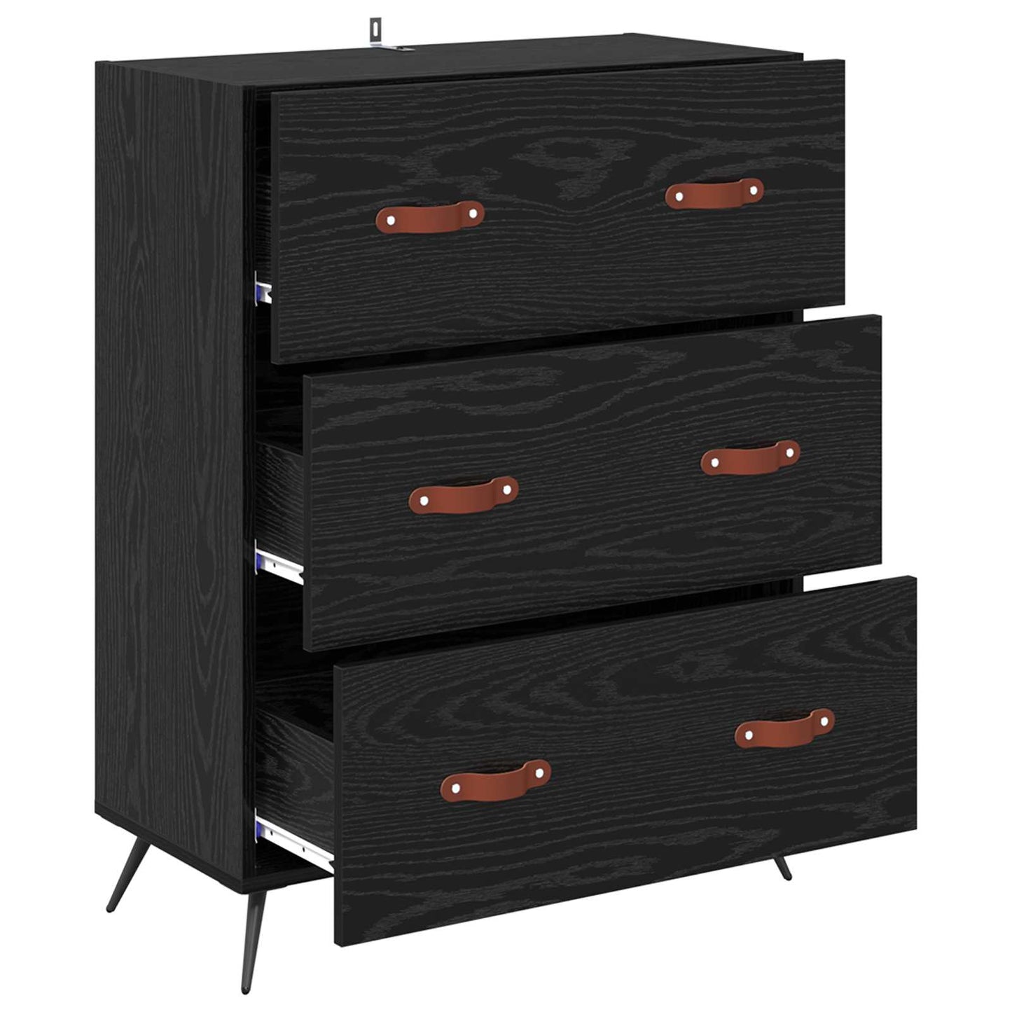 vidaXL Chest of Drawers Black Oak 69.5 x 34 x 90 cm Engineered Wood 5