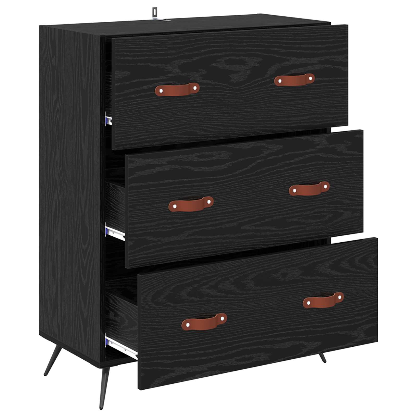 vidaXL Chest of Drawers Black Oak 69.5 x 34 x 90 cm Engineered Wood 5