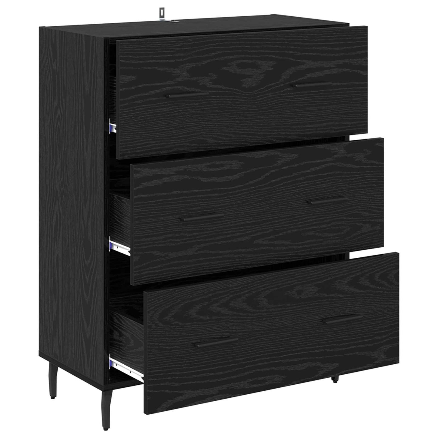 vidaXL Sideboard Black Oak 69.5 x 34 x 90 cm Engineered Wood and Iron 5