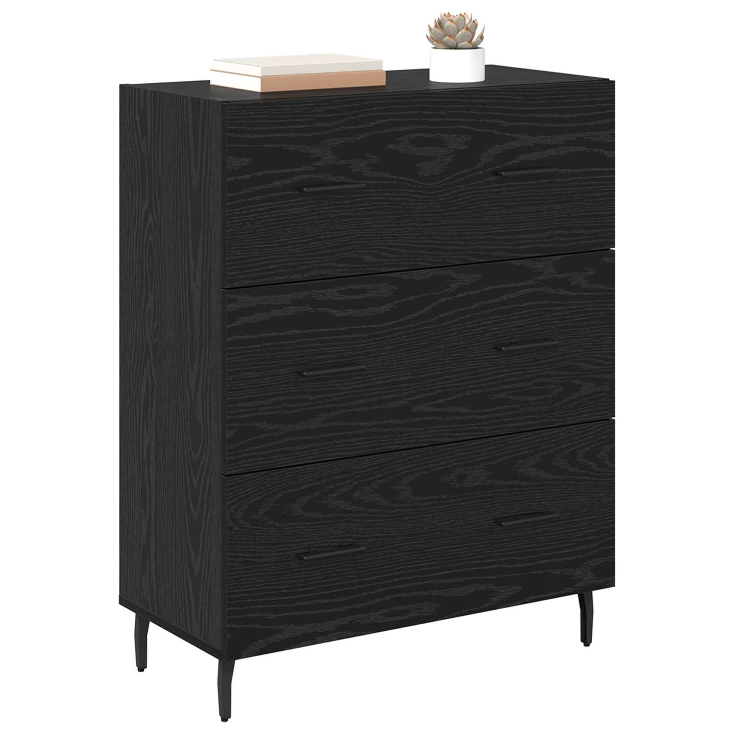 vidaXL Sideboard Black Oak 69.5 x 34 x 90 cm Engineered Wood and Iron 3