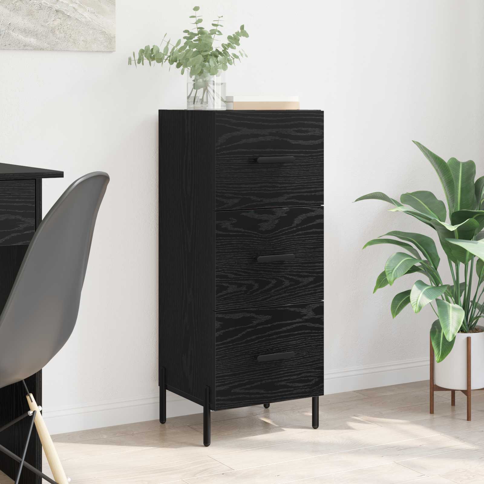 vidaXL Sideboard Black oak 34 x 34.5 x 90 cm Engineered Wood 1