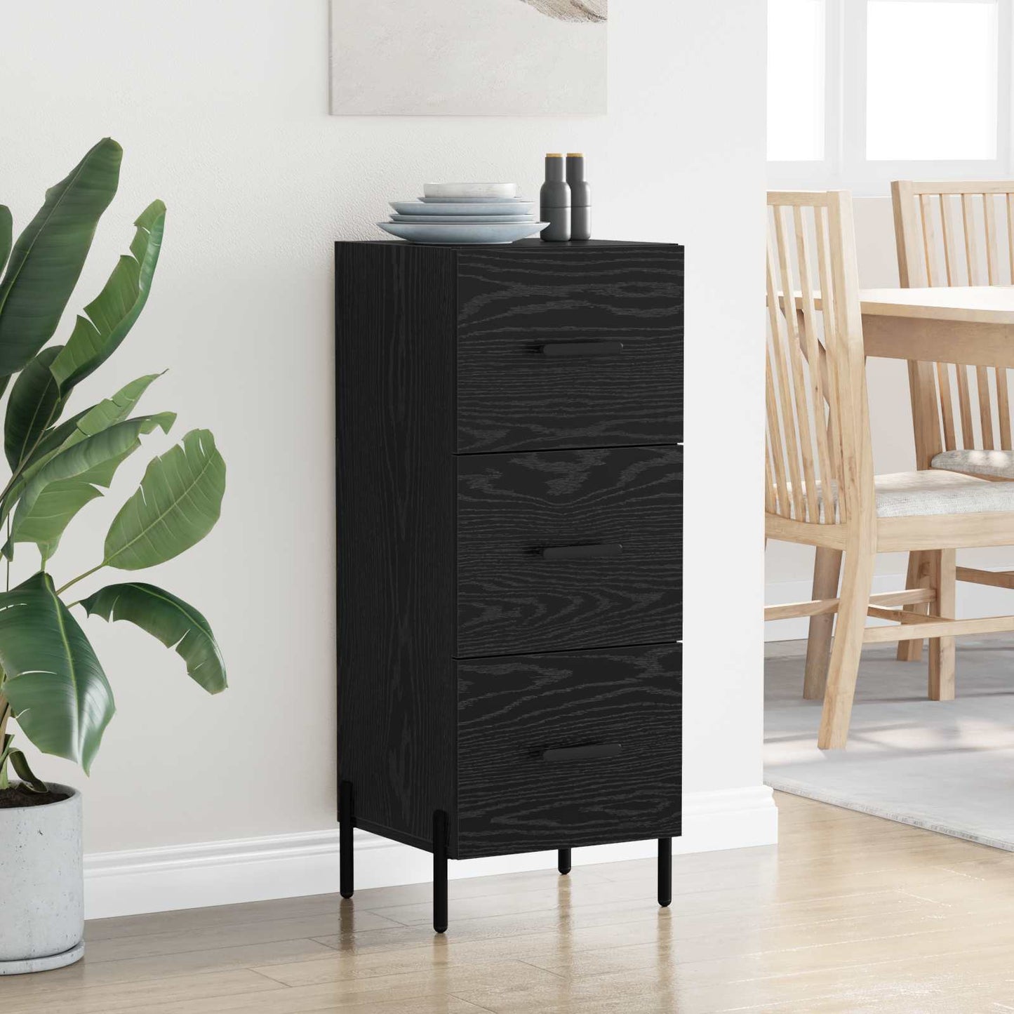 vidaXL Sideboard Black oak 34 x 34.5 x 90 cm Engineered Wood 4