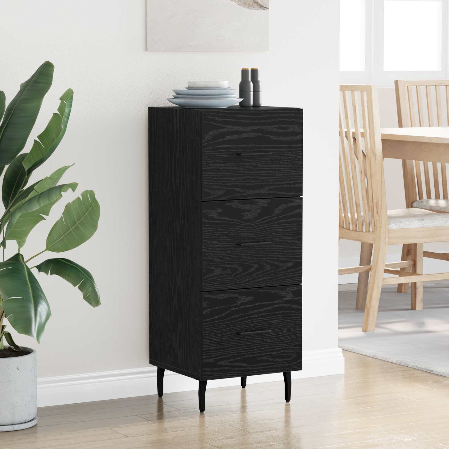 vidaXL Sideboard Black oak 34 x 34.5 x 90 cm Engineered Wood 4