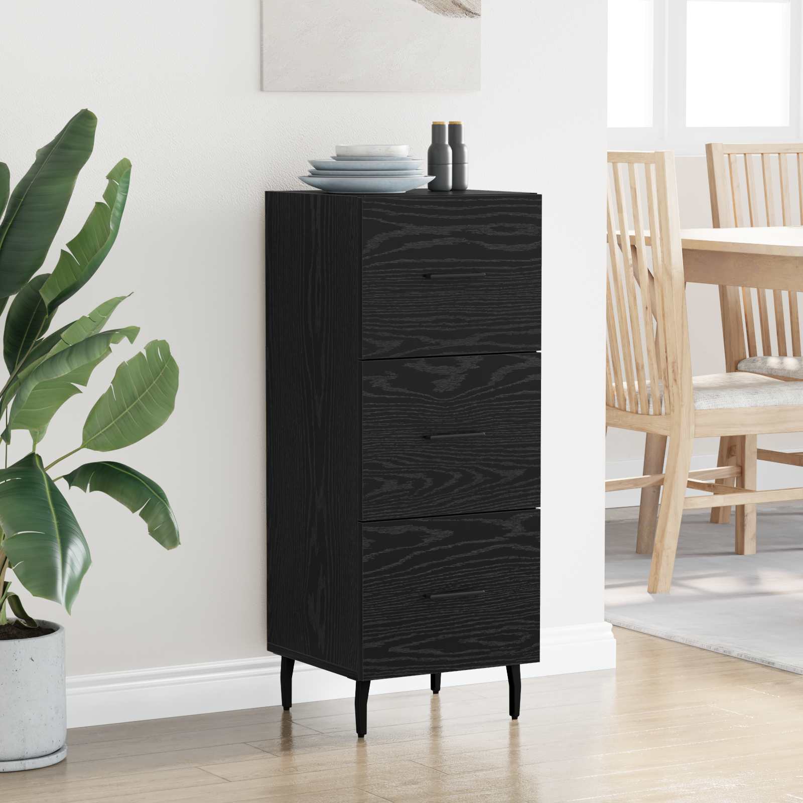 vidaXL Sideboard Black oak 34 x 34.5 x 90 cm Engineered Wood 4