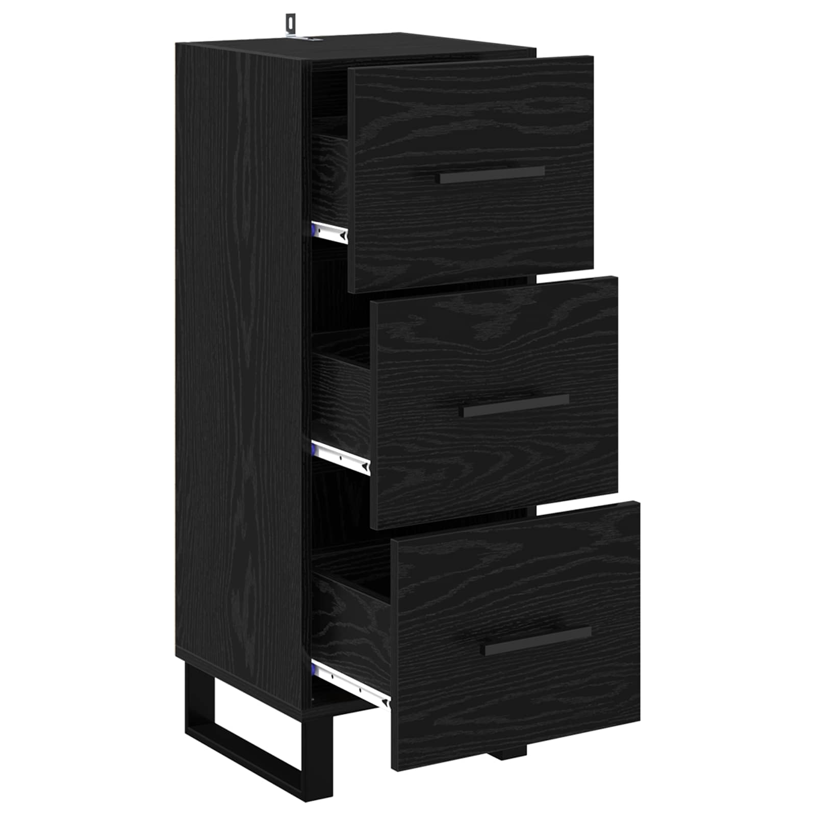 vidaXL Sideboard Black Oak 34.5 x 34 x 90 cm Engineered Wood and Iron 5