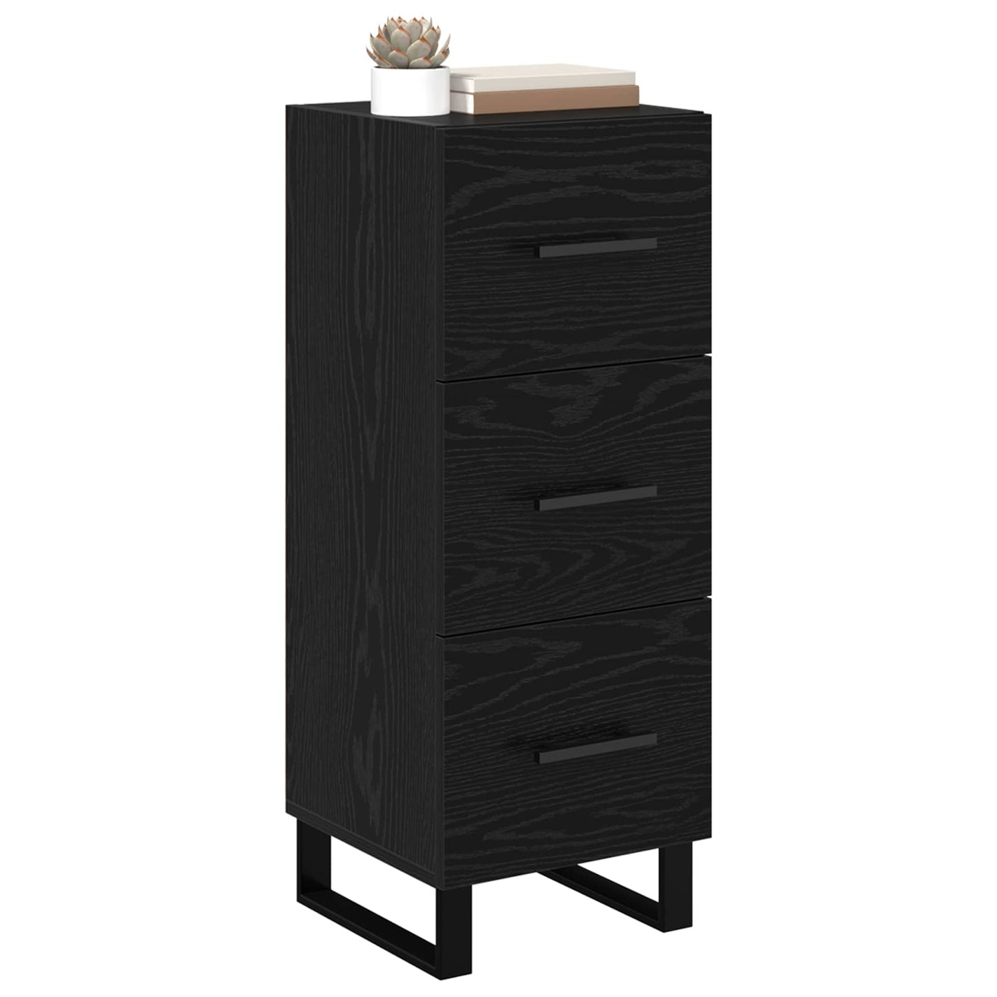 vidaXL Sideboard Black Oak 34.5 x 34 x 90 cm Engineered Wood and Iron 3