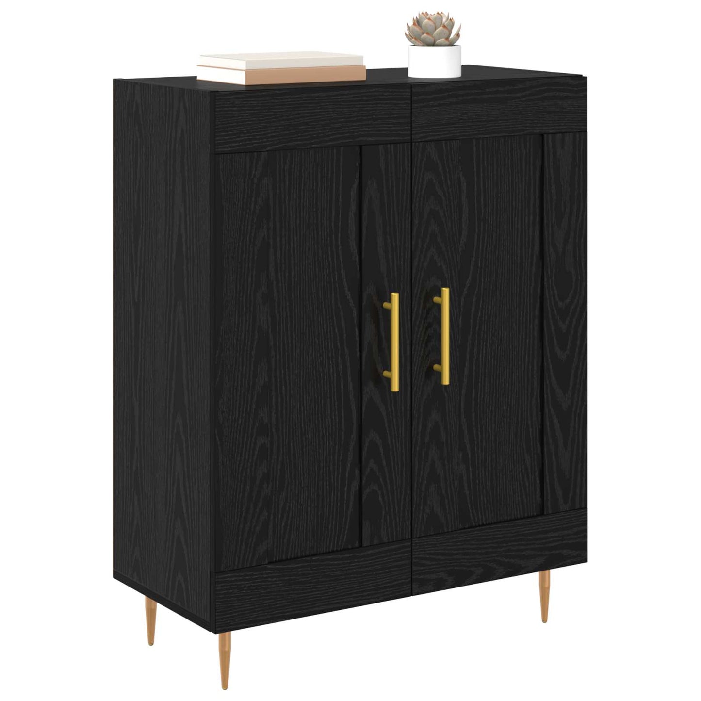 vidaXL Sideboard Black Oak 69.5 x 34 x 90 cm Engineered Wood and Iron 3