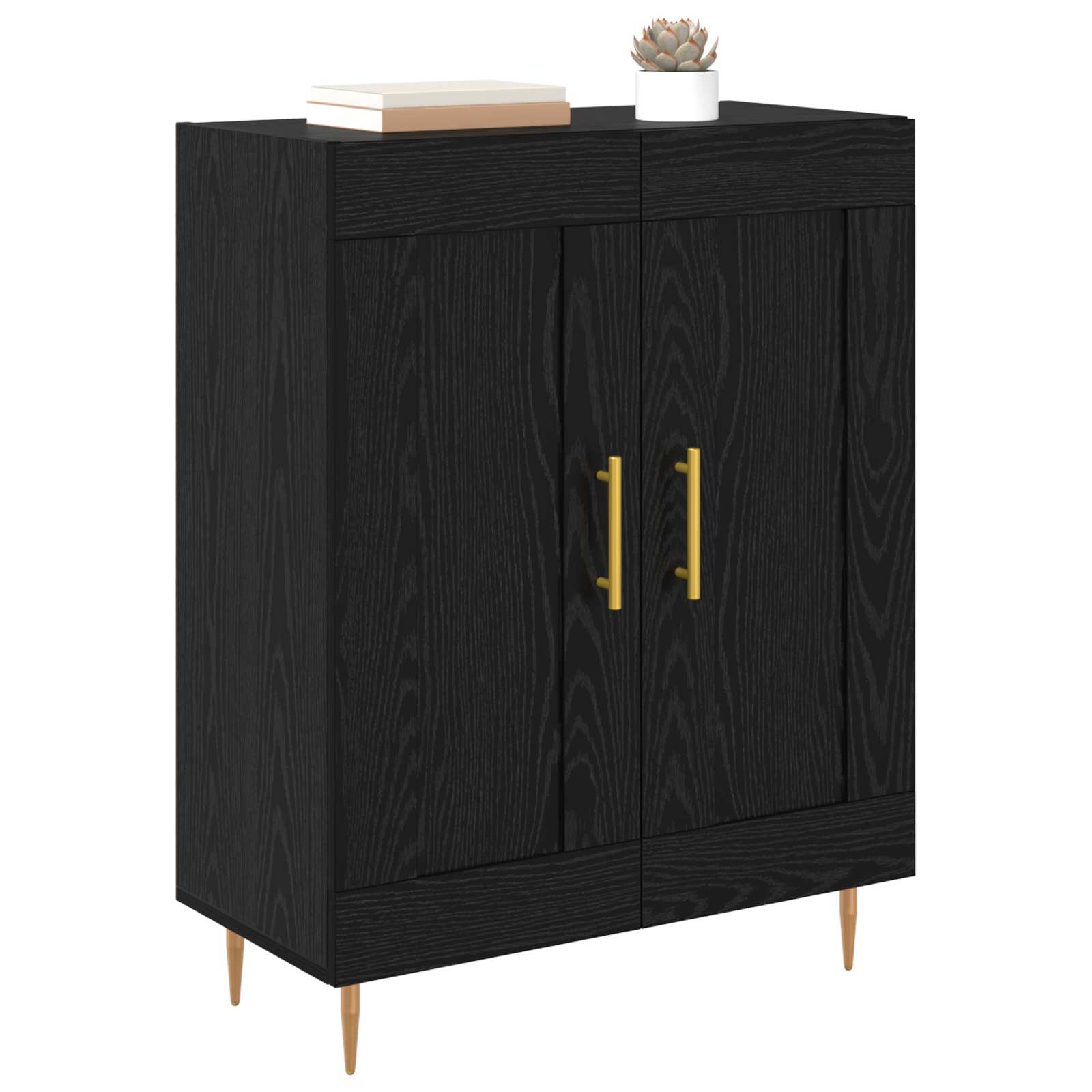 vidaXL Sideboard Black Oak 69.5 x 34 x 90 cm Engineered Wood and Iron 3