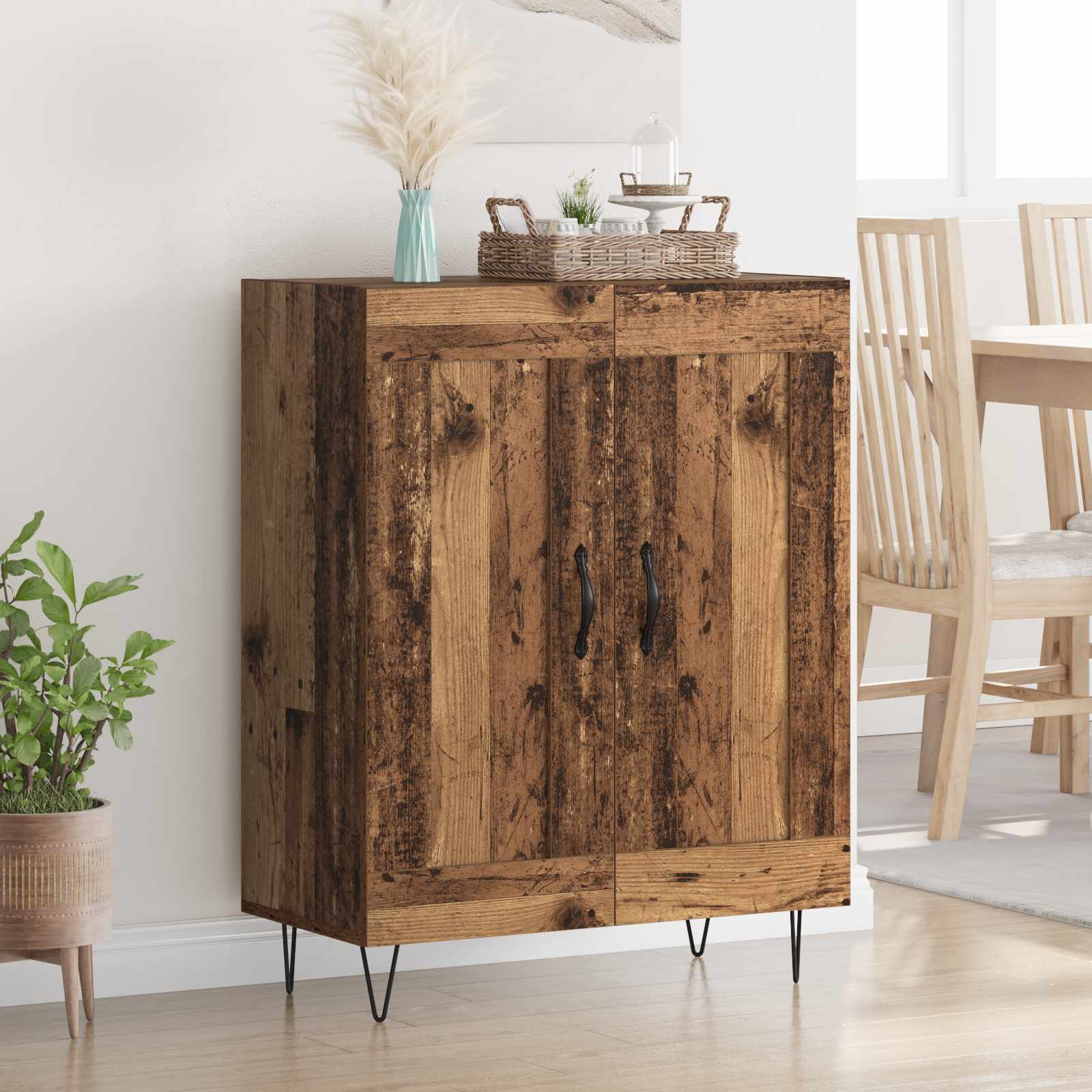 vidaXL Sideboard Old Wood 69.5 x 34 x 90 cm Engineered Wood and Iron 1
