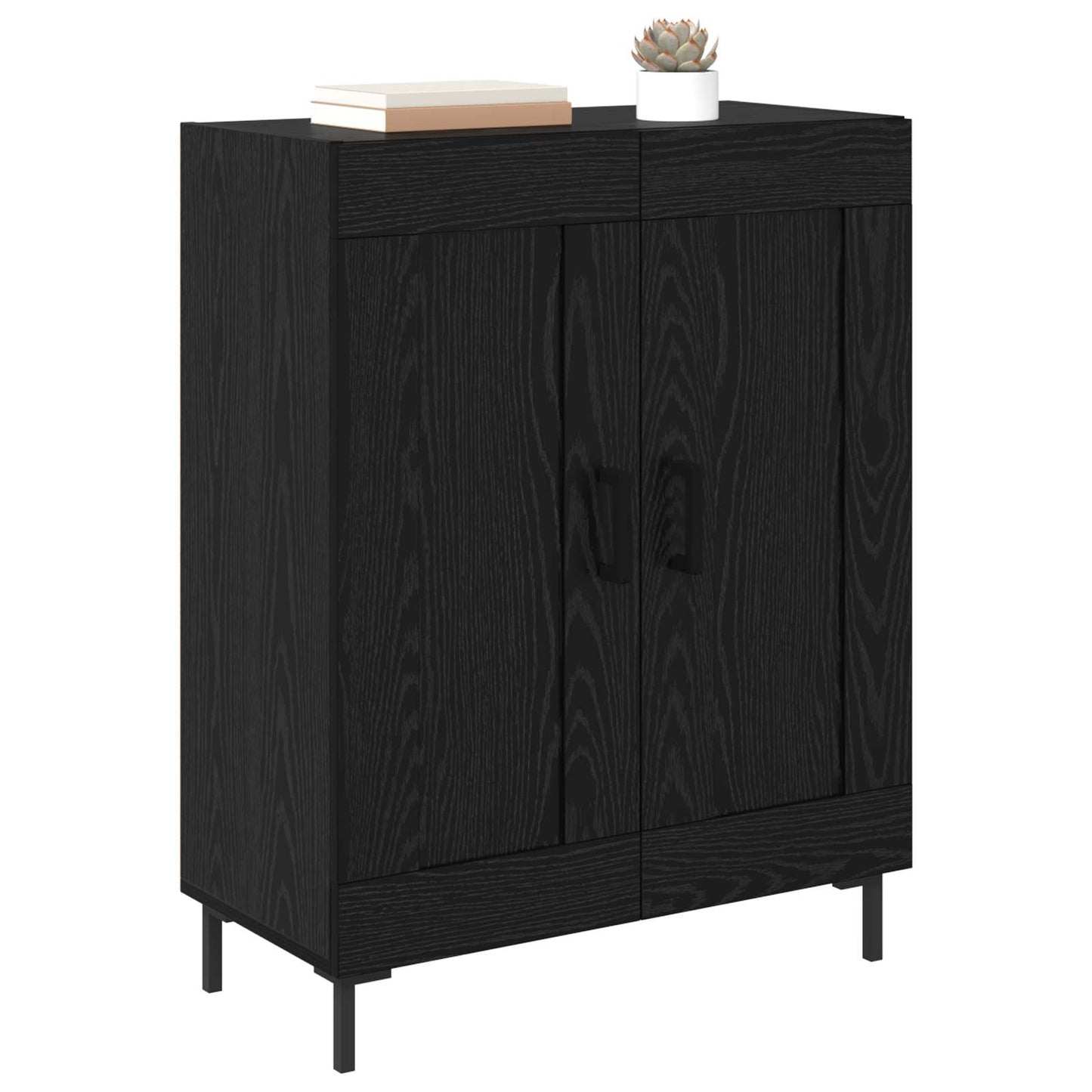 vidaXL Sideboard Black Oak 69.5 x 34 x 90 cm Engineered Wood and Iron 3