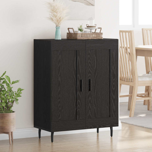 vidaXL Sideboard Black Oak Engineered Wood and Iron standing in a bright living room