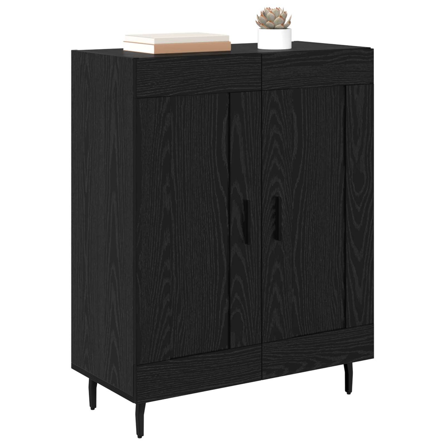 vidaXL Sideboard Black Oak 69.5 x 34 x 90 cm Engineered Wood and Iron 3
