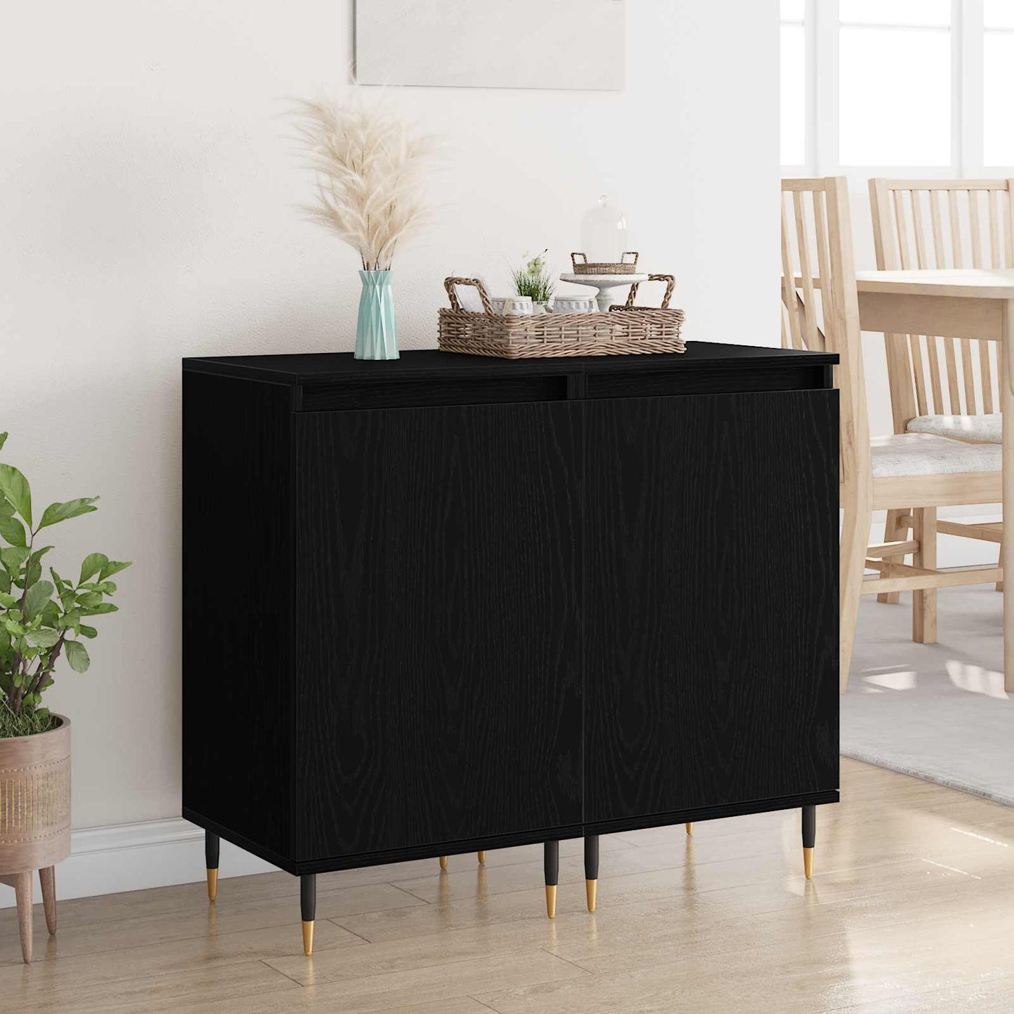 vidaXL Sideboard 2 pcs Black Oak 40 x 35 x 70 cm 1