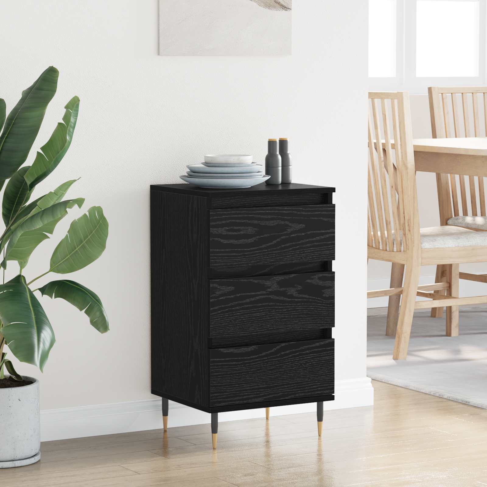 vidaXL Sideboard Black oak 35 x 40 x 70 cm Engineered Wood 4
