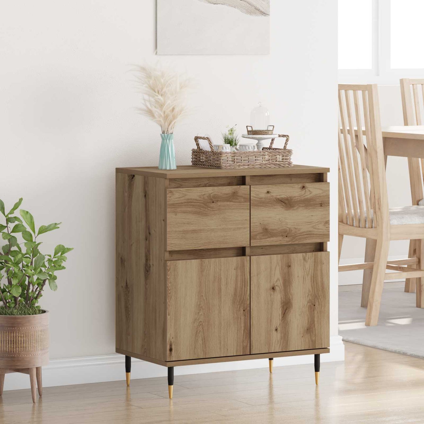 vidaXL Sideboard Artisan Oak 60 x 35 x 70 cm Engineered Wood and Iron 1