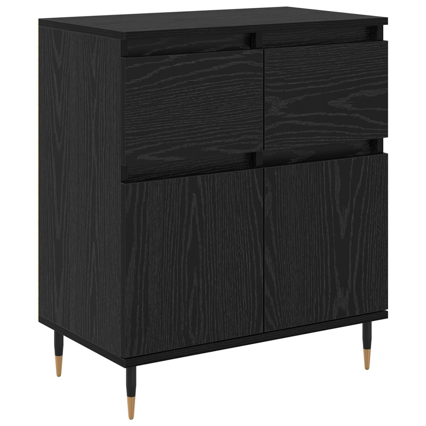 vidaXL Sideboard Black Oak 60 x 35 x 70 cm Engineered Wood and Iron 2