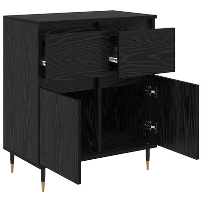 vidaXL Sideboard Black Oak 60 x 35 x 70 cm Engineered Wood and Iron 5