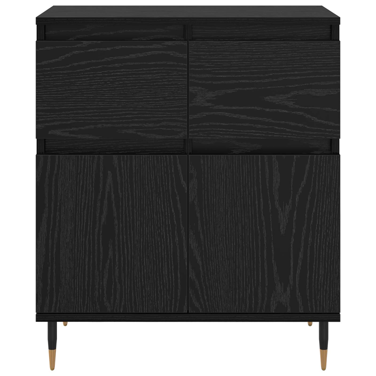 vidaXL Sideboard Black Oak 60 x 35 x 70 cm Engineered Wood and Iron 6