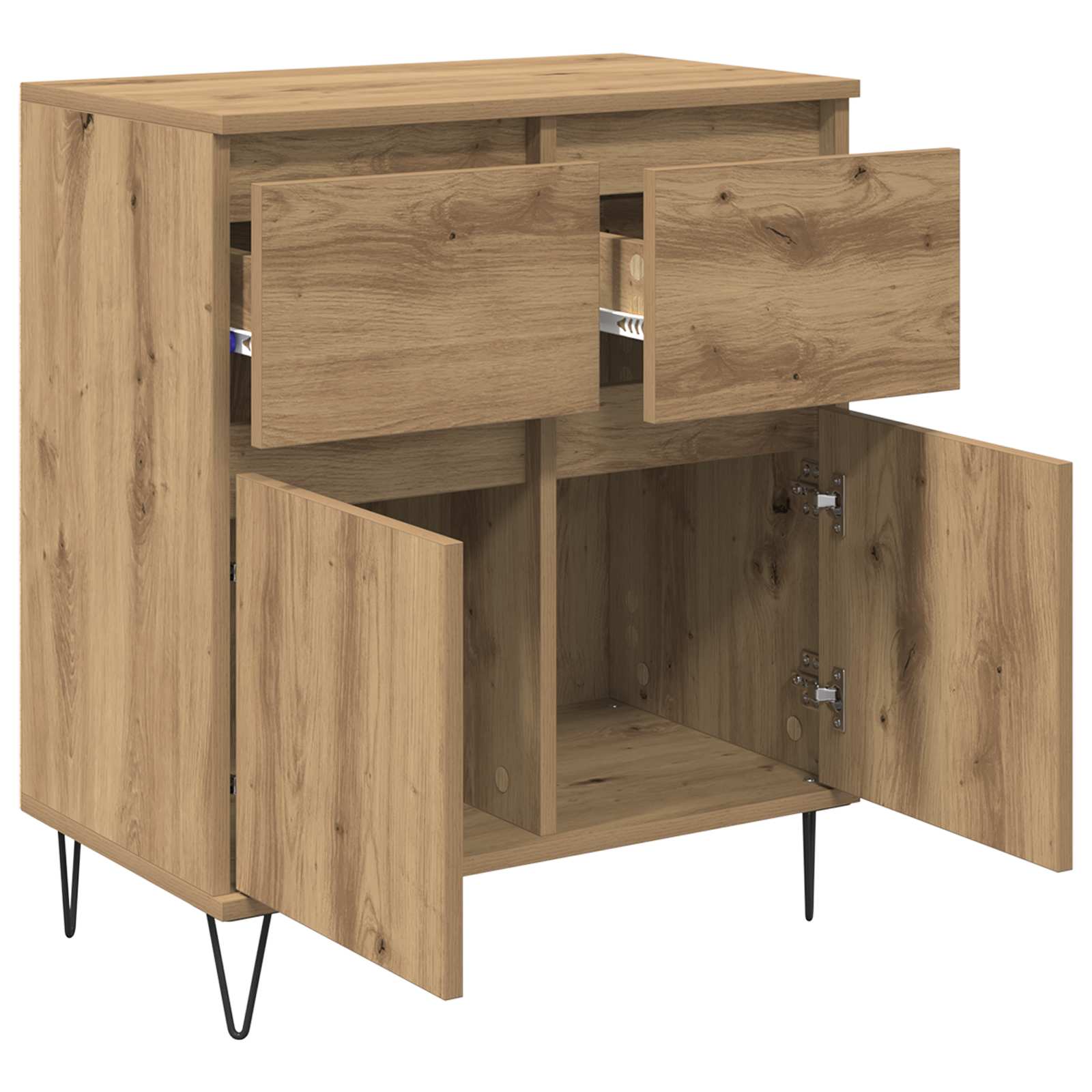 vidaXL Sideboard Artisan Oak 60 x 35 x 70 cm Engineered Wood and Iron 5