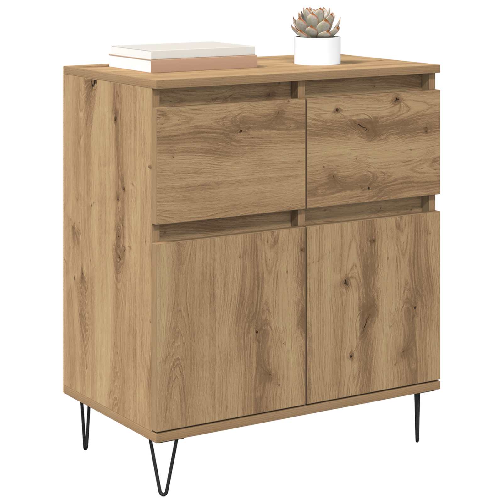 vidaXL Sideboard Artisan Oak 60 x 35 x 70 cm Engineered Wood and Iron 3