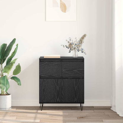 vidaXL Sideboard Black Oak 60 x 35 x 70 cm Engineered Wood and Iron 4