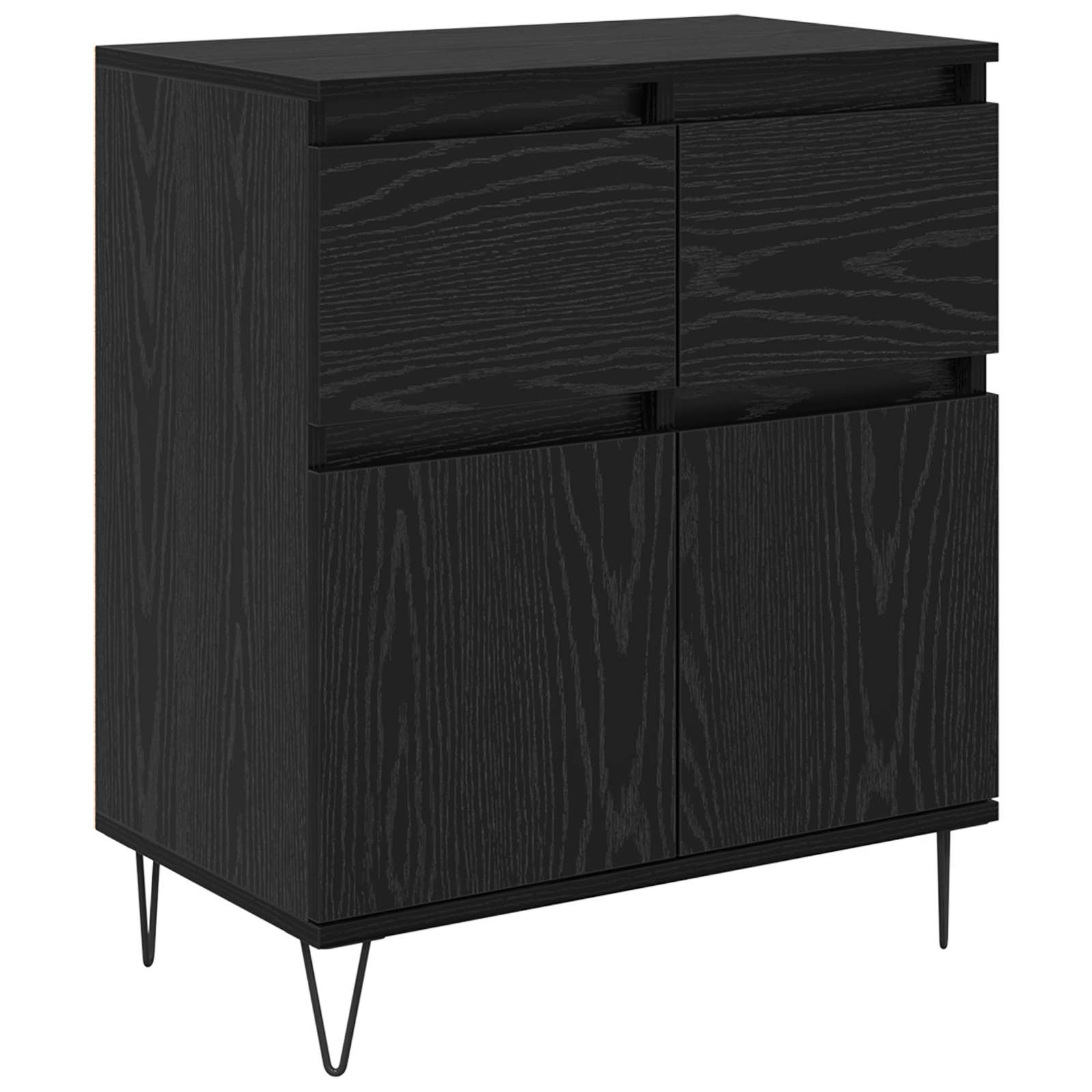 vidaXL Sideboard Black Oak 60 x 35 x 70 cm Engineered Wood and Iron 2