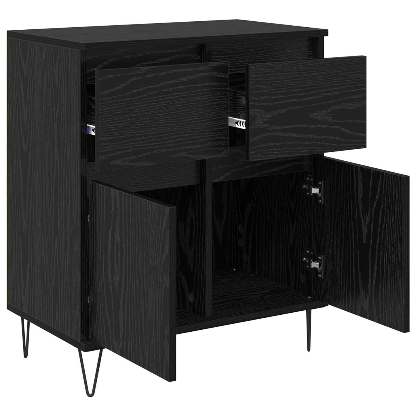 vidaXL Sideboard Black Oak 60 x 35 x 70 cm Engineered Wood and Iron 5