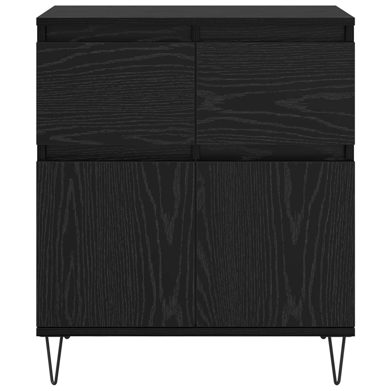 vidaXL Sideboard Black Oak 60 x 35 x 70 cm Engineered Wood and Iron 6