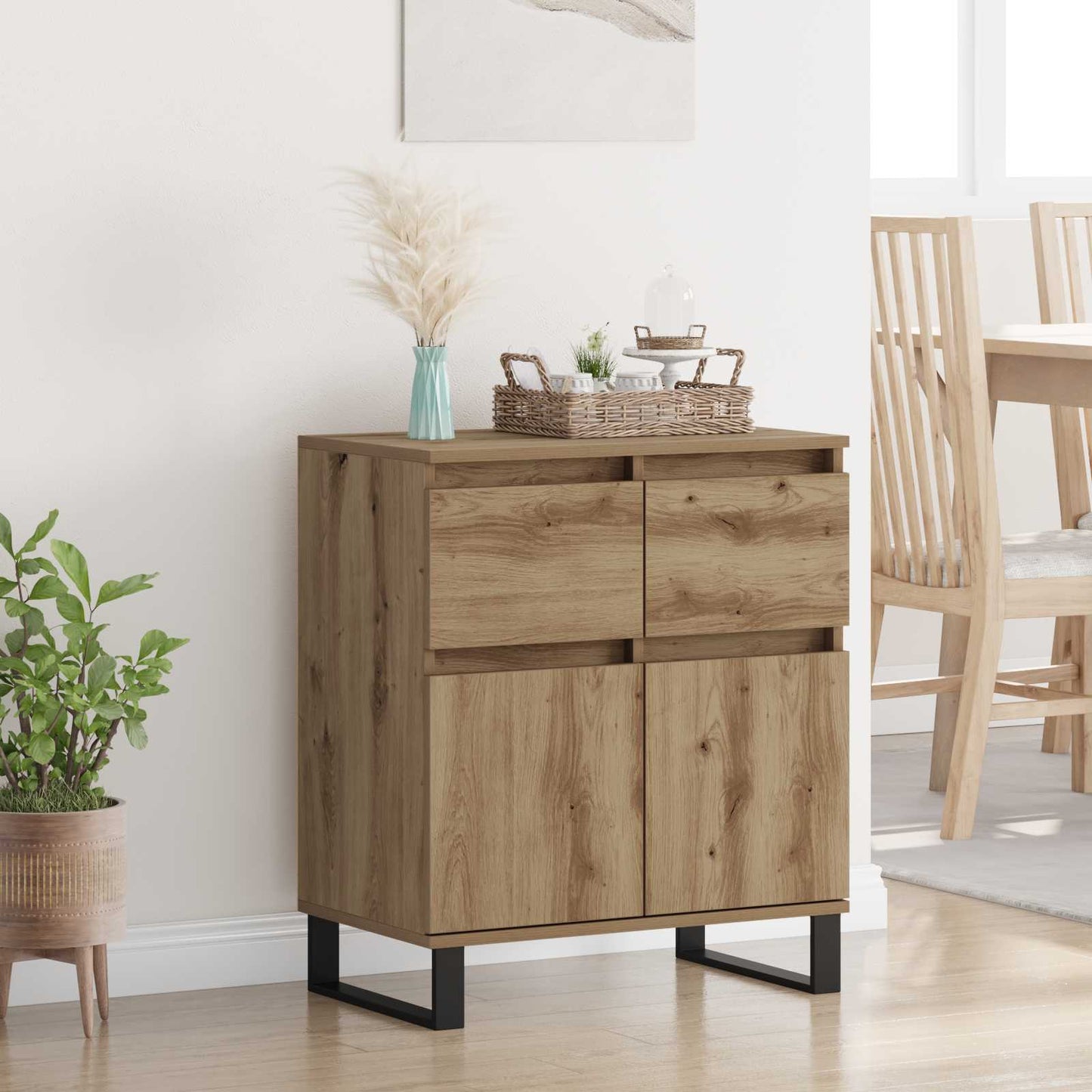 vidaXL Sideboard Artisan Oak 60 x 35 x 70 cm Engineered Wood and Iron 1