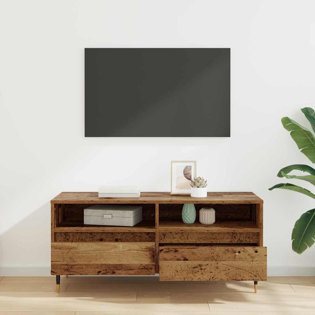 vidaXL TV Cabinet with Drawer Old Wood 100 x 34.5 x 44.5 cm 4