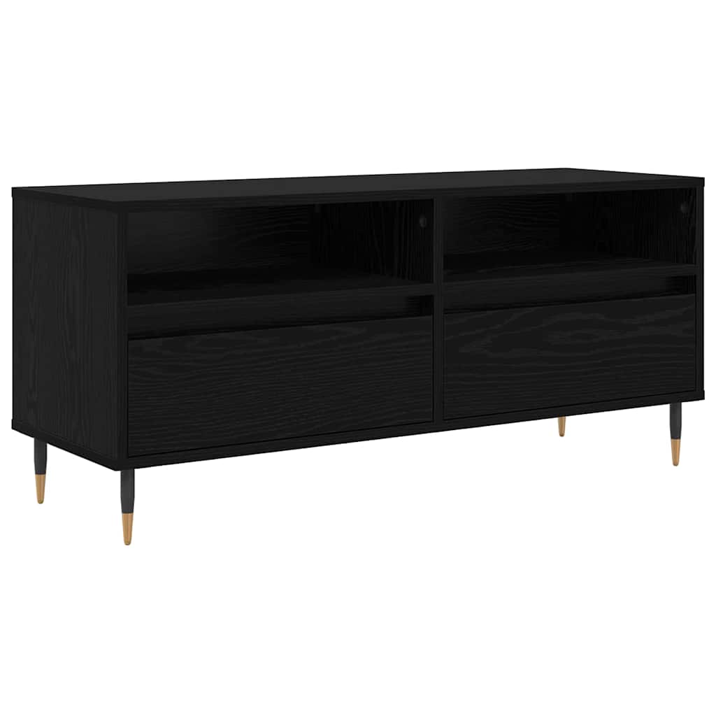 vidaXL TV Cabinet with Drawer Black Oak 100 x 34.5 x 44.5 cm 2