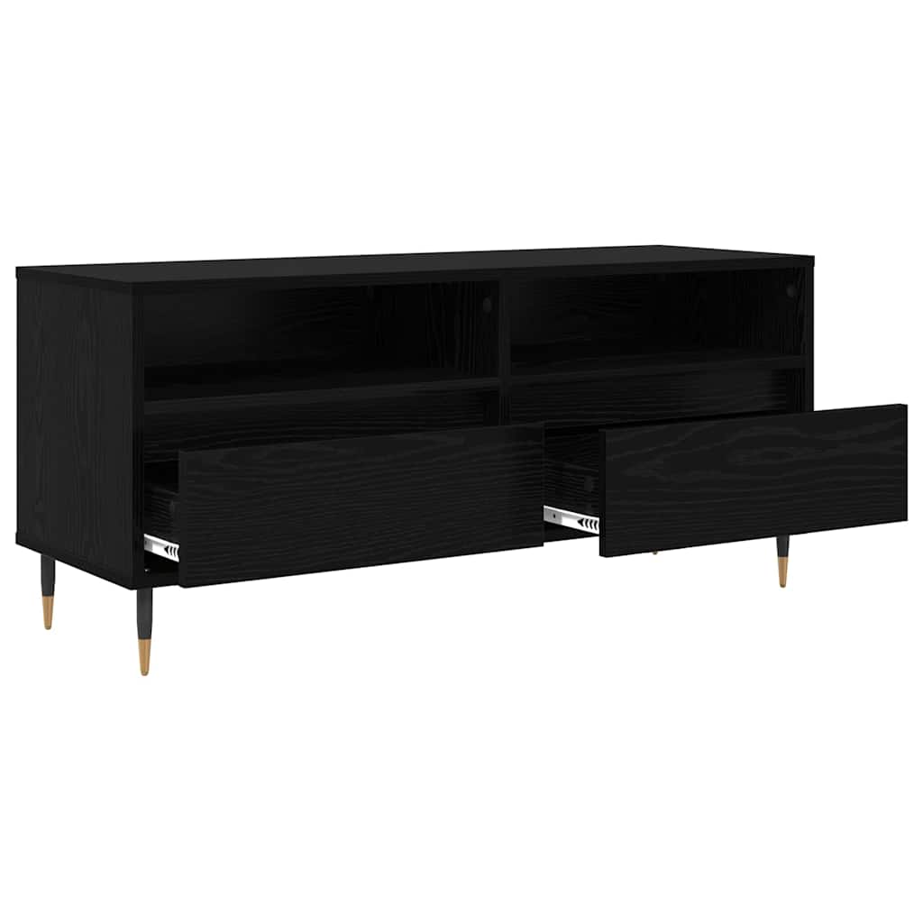 vidaXL TV Cabinet with Drawer Black Oak 100 x 34.5 x 44.5 cm 5