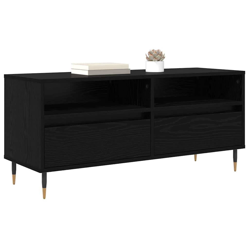 vidaXL TV Cabinet with Drawer Black Oak 100 x 34.5 x 44.5 cm 3