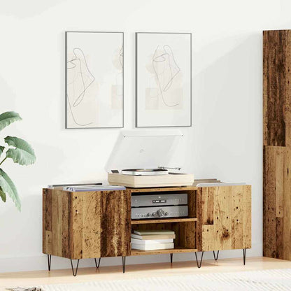 vidaXL Record Cabinet with Shelf with Door Old Wood 121 x 38 x 48 cm 1