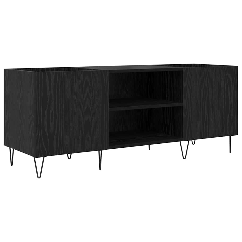 vidaXL Record Cabinet with Shelf with Door Black Oak 121 x 38 x 48 cm 2