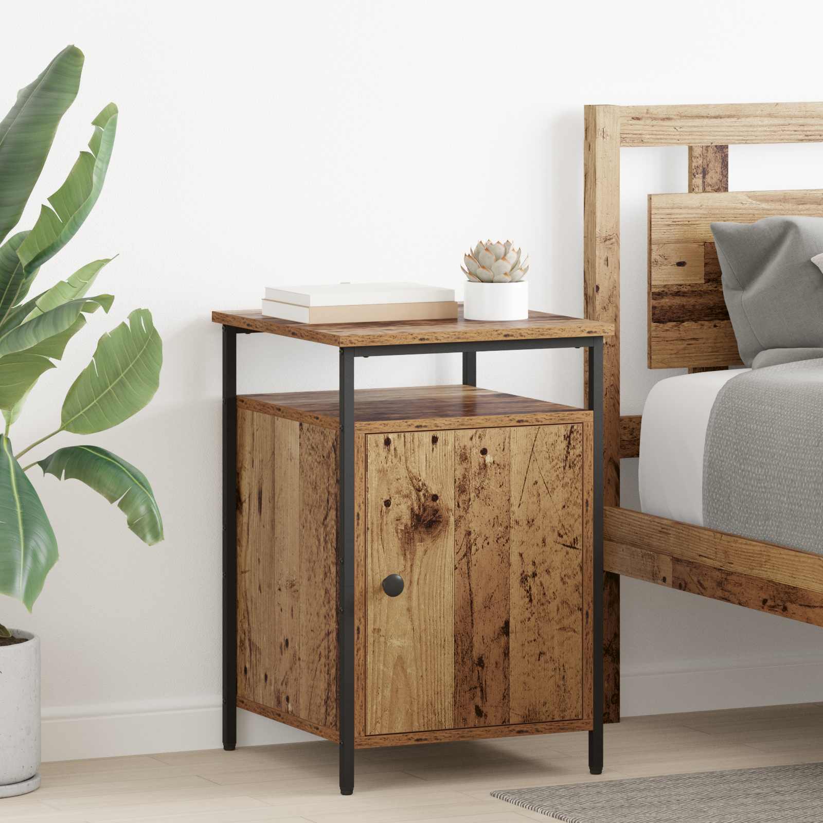 vidaXL Bedside Cabinet 2 pcs Old Wood 40 x 42 x 60cm Engineered Wood 1