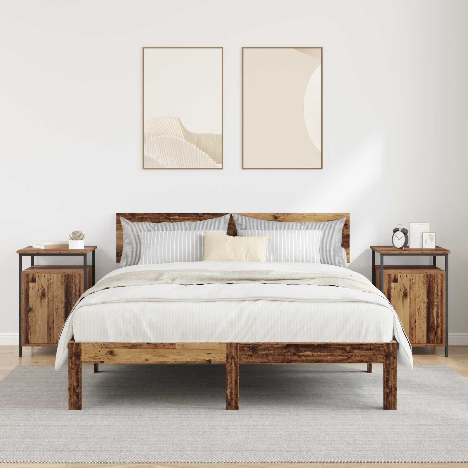 vidaXL Bedside Cabinet 2 pcs Old Wood 40 x 42 x 60cm Engineered Wood 4