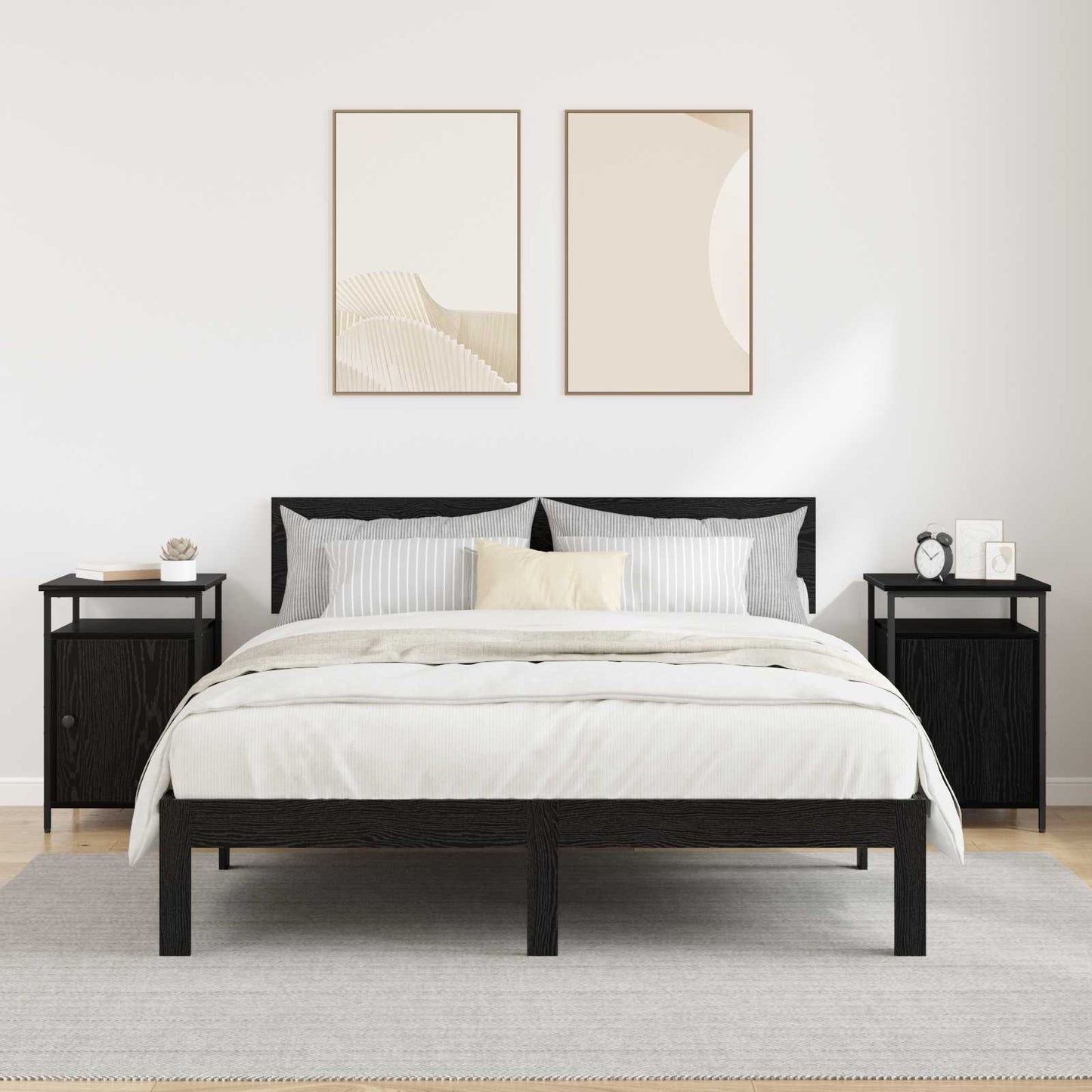 vidaXL Bedside Cabinet 2 pcs Black Oak 40 x 42 x 60cm Engineered Wood 4