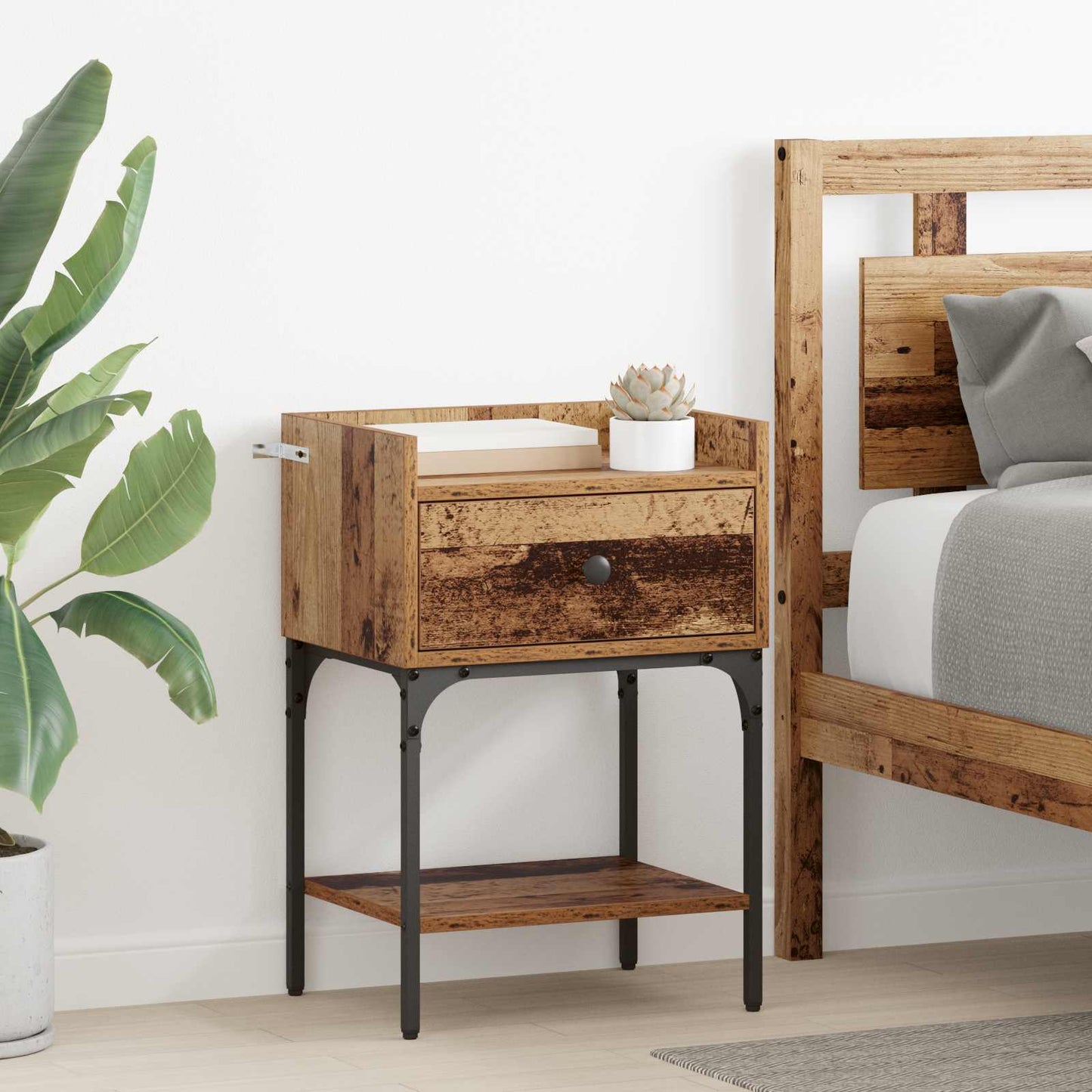 vidaXL Bedside Table 2 pcs Old Wood 40 x 29 x 60 cm Engineered Wood 1
